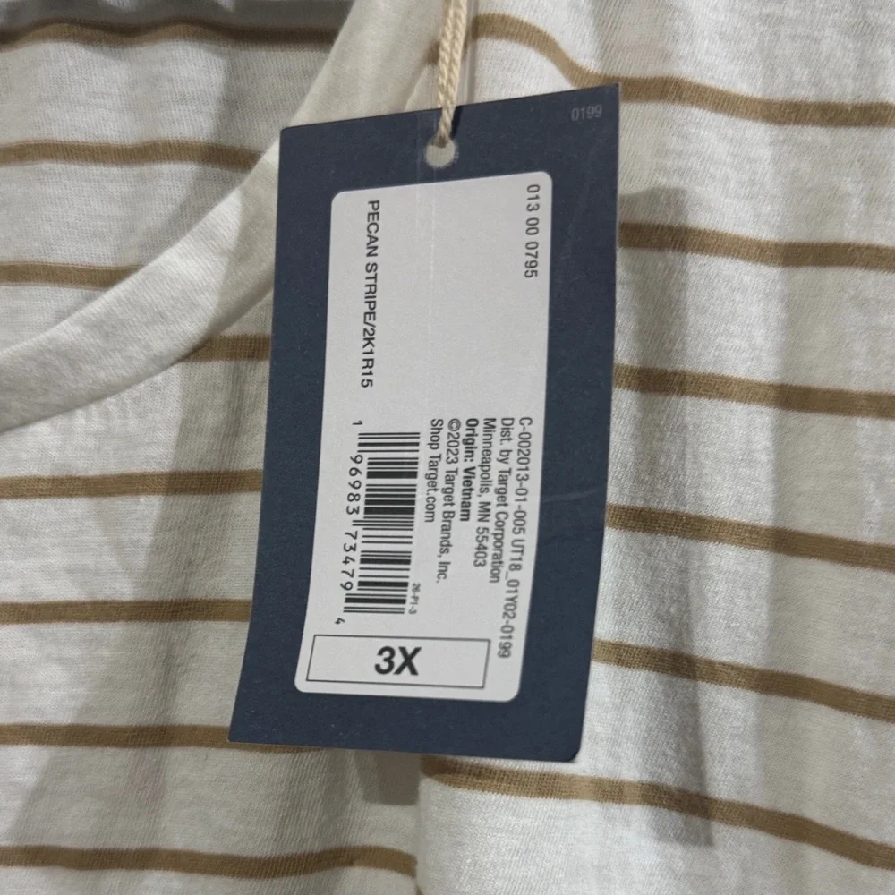 🍗 3x Universal Thread Beige and White Striped Tee - Picture 2 of 3